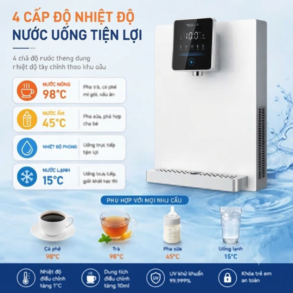 Máy lọc nước nóng lạnh treo tường Truliva W6412-Eco - Hàng chính hãng