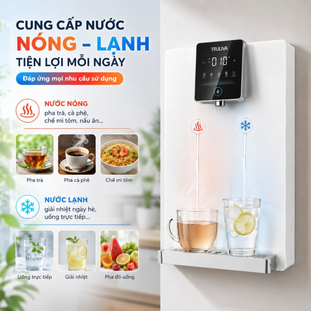 Máy lọc nước nóng lạnh treo tường Truliva W6412-Eco - Hàng chính hãng