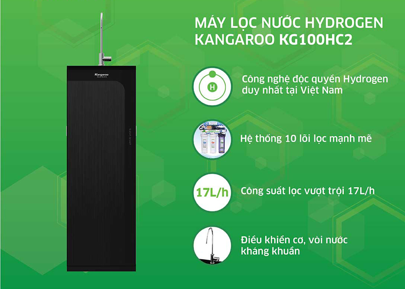Đặc điểm nổi bật của máy lọc nước RO Hydrogen Kangaroo KG100HC2 