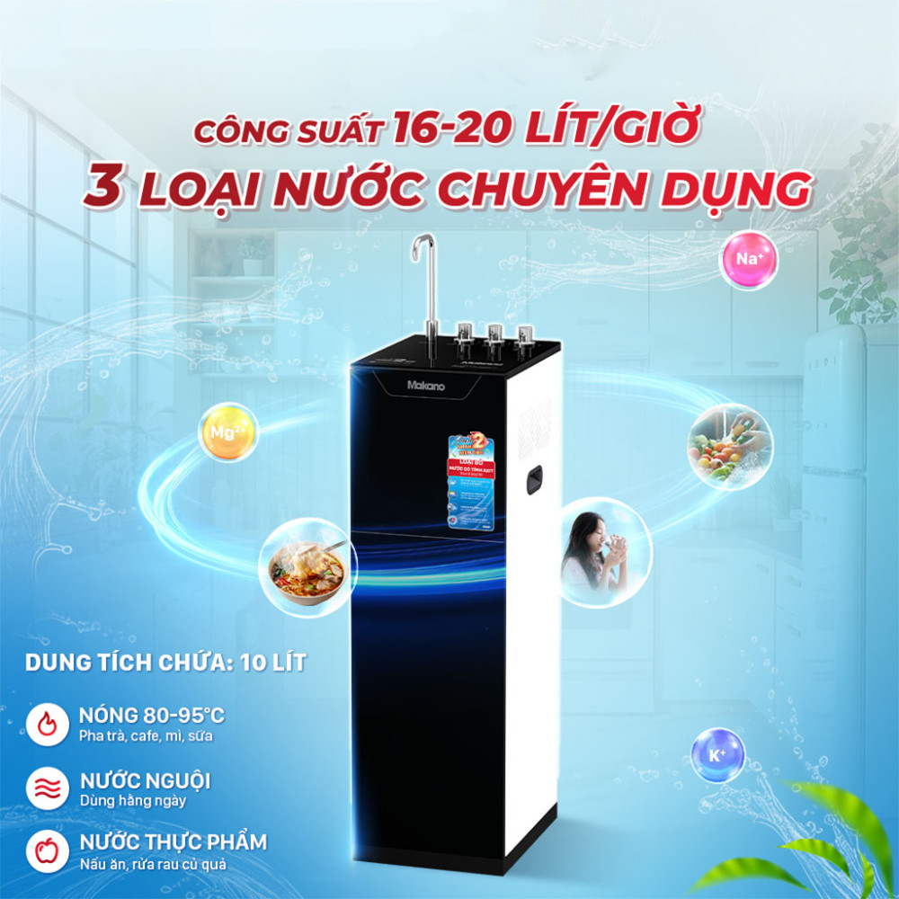 Máy lọc nước siêu lọc x2 kiềm tính 10 cấp Makano MN210 - Hàng chính hãng