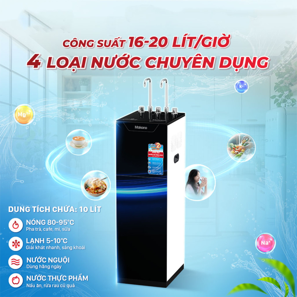 Máy lọc nước siêu lọc x2 kiềm tính 10 cấp Makano MN310 - Hàng chính hãng