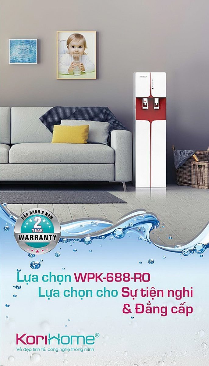 Nút máy lọc nước tích hợp nóng lạnh Korihome WPK-688-RO