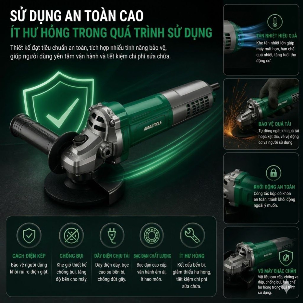 Máy mài góc Amaxtools AMD1300BL - Hàng chính hãng