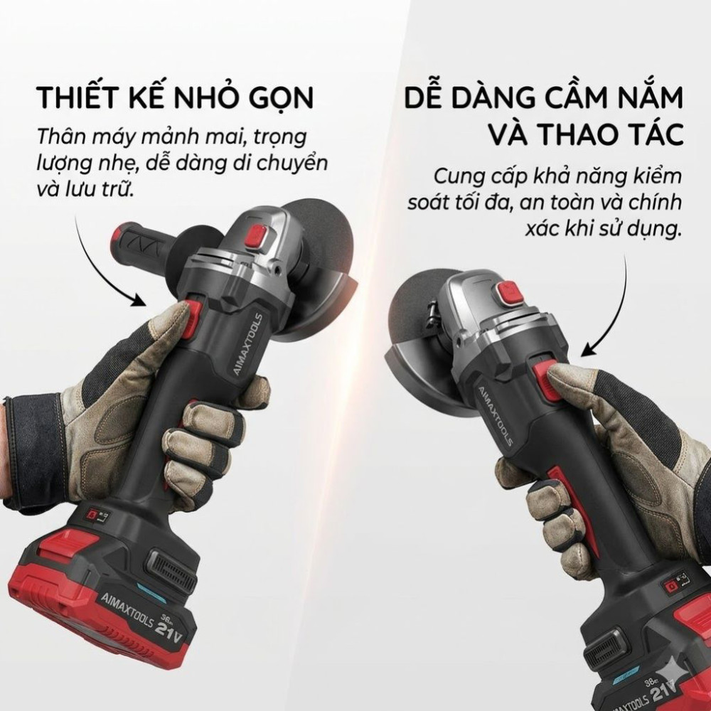 Máy mài góc dùng pin 21V Amaxtools AM100-SM - Hàng chính hãng