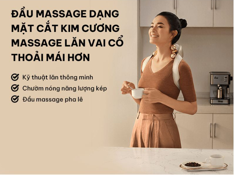 6 đầu massage hình cầu với 1800 mặt cắt kim cương xoa bóp chính xác 5 nhóm cơ sau cổ