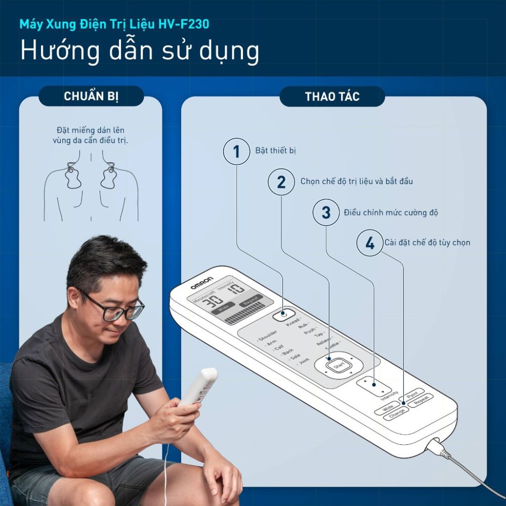 Máy massage xung điện Omron HV-F230 - Hàng chính hãng