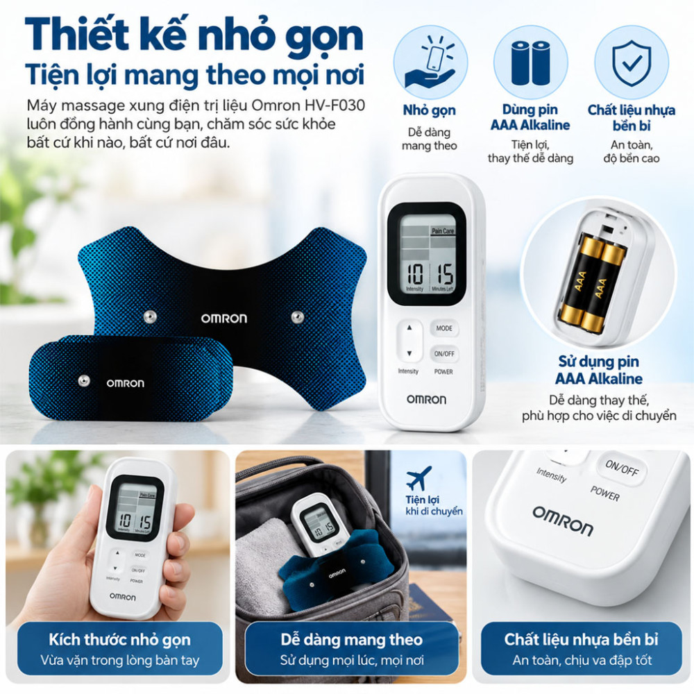 Máy massage xung điện trị liệu Omron HV-F030 - Hàng chính hãng