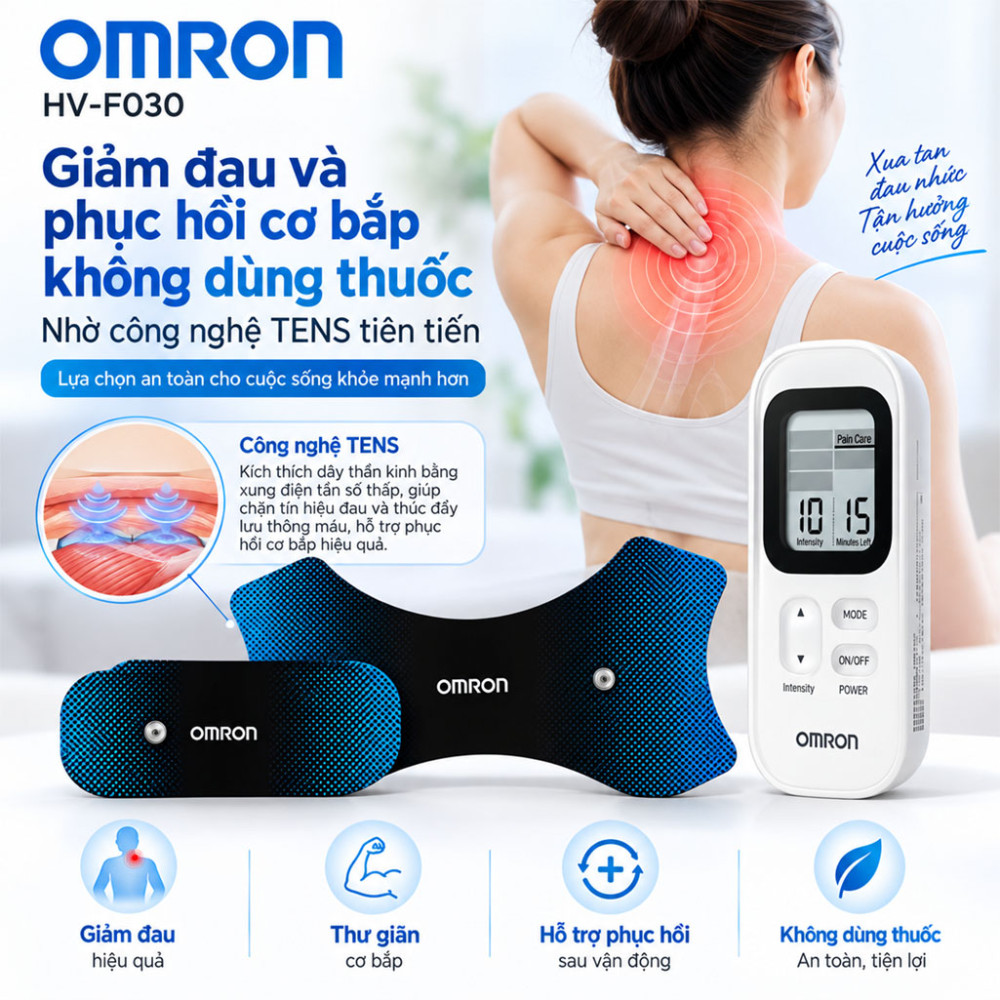 Máy massage xung điện trị liệu Omron HV-F030 - Hàng chính hãng