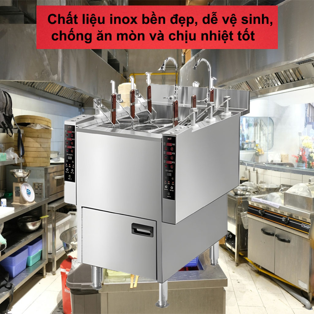 Máy nấu mì công nghiệp 6 giỏ H&C CM-Z6 9000W cấu tạo từ chất liệu cao cấp