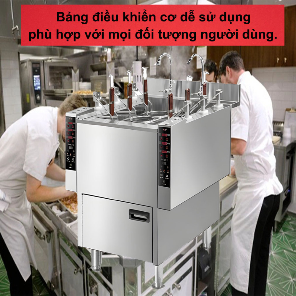 Máy nấu mì công nghiệp 6 giỏ H&C CM-Z6 9000W thiết kế bảng điều khiển đơn giản dễ sử dụng