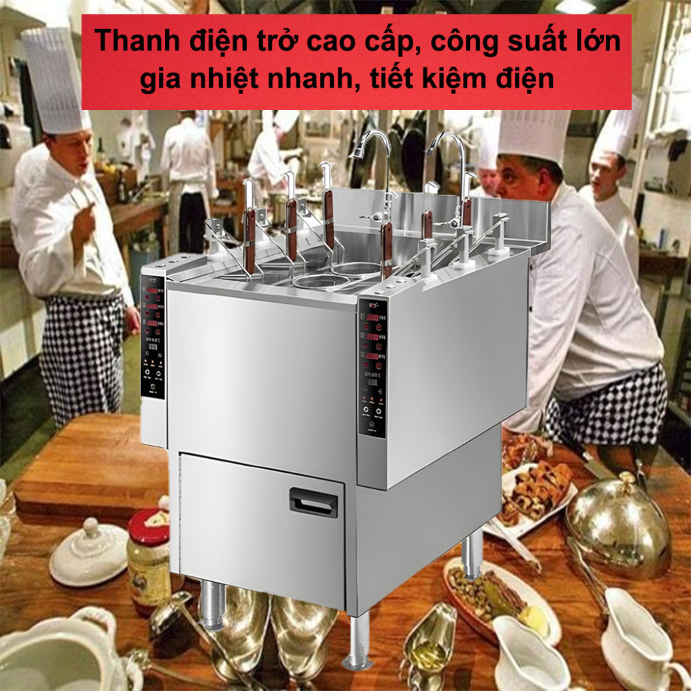 Máy nấu mì công nghiệp 6 giỏ H&C CM-Z6 9000W hoạt động với công suất mạnh mẽ 