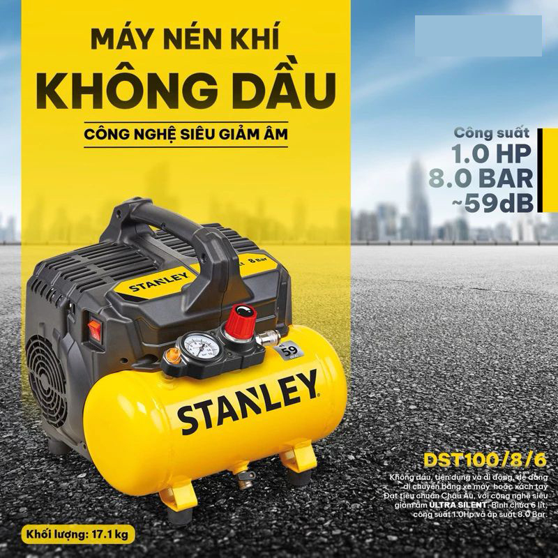 Máy nén khí không dầu 6L Stanley DST100/8/6