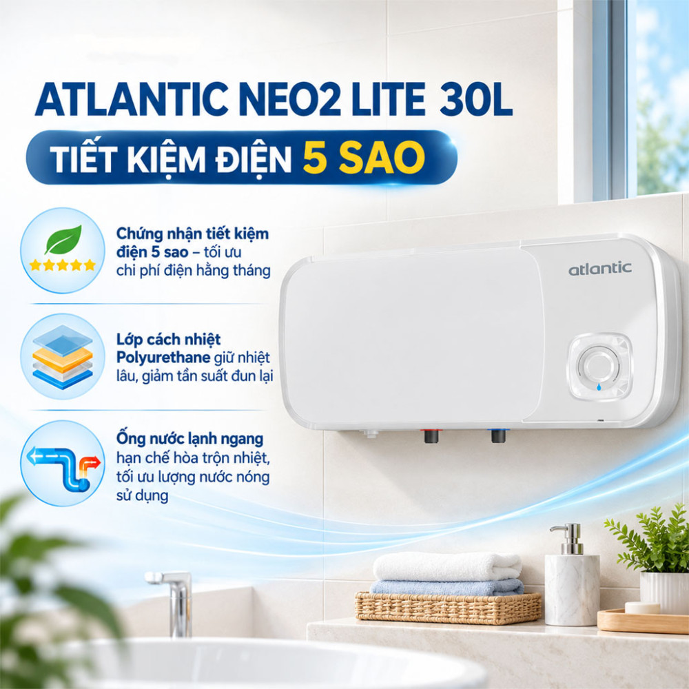 Máy nước nóng gián tiếp Atlantic NEO2 LITE 30L - Hàng chính hãng