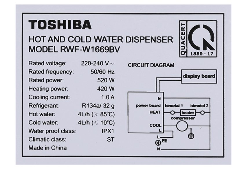 Máy nước nóng lạnh Toshiba RWF-W1669BV