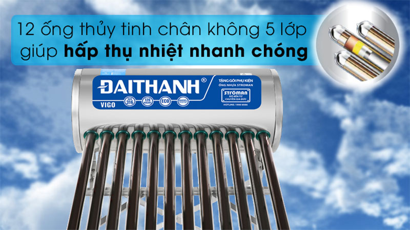 Chất liệu của Máy nước nóng năng lượng mặt trời Đại Thành 130 lít Vigo 58-12