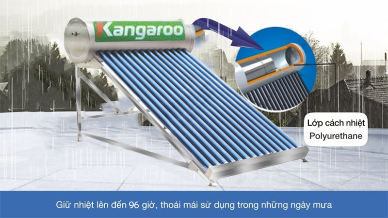 Thời gian giữ nhiệt của Máy nước nóng năng lượng mặt trời Kangaroo PT2022