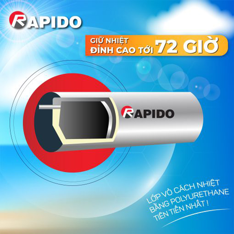 Máy năng lượng mặt trời Rapido TRENDY 14  ống chân không - Hàng chính hãng