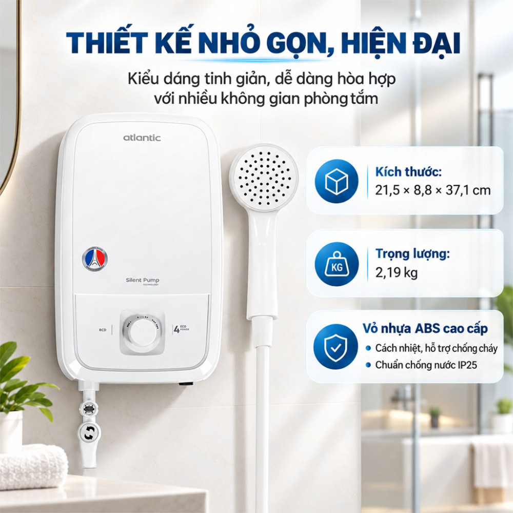 Máy nước nóng trực tiếp Atlantic TEMPO LITE 4000 PU - Hàng chính hãng