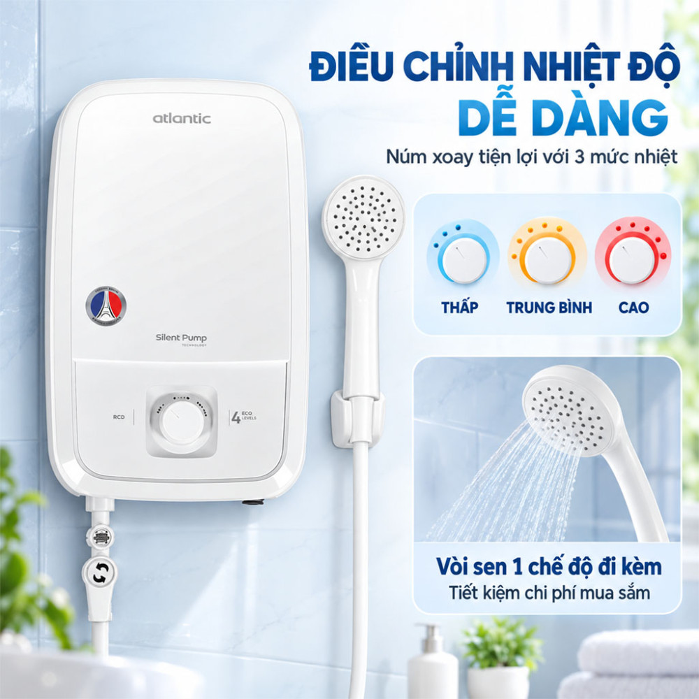 Máy nước nóng trực tiếp Atlantic TEMPO LITE 4000 PU - Hàng chính hãng