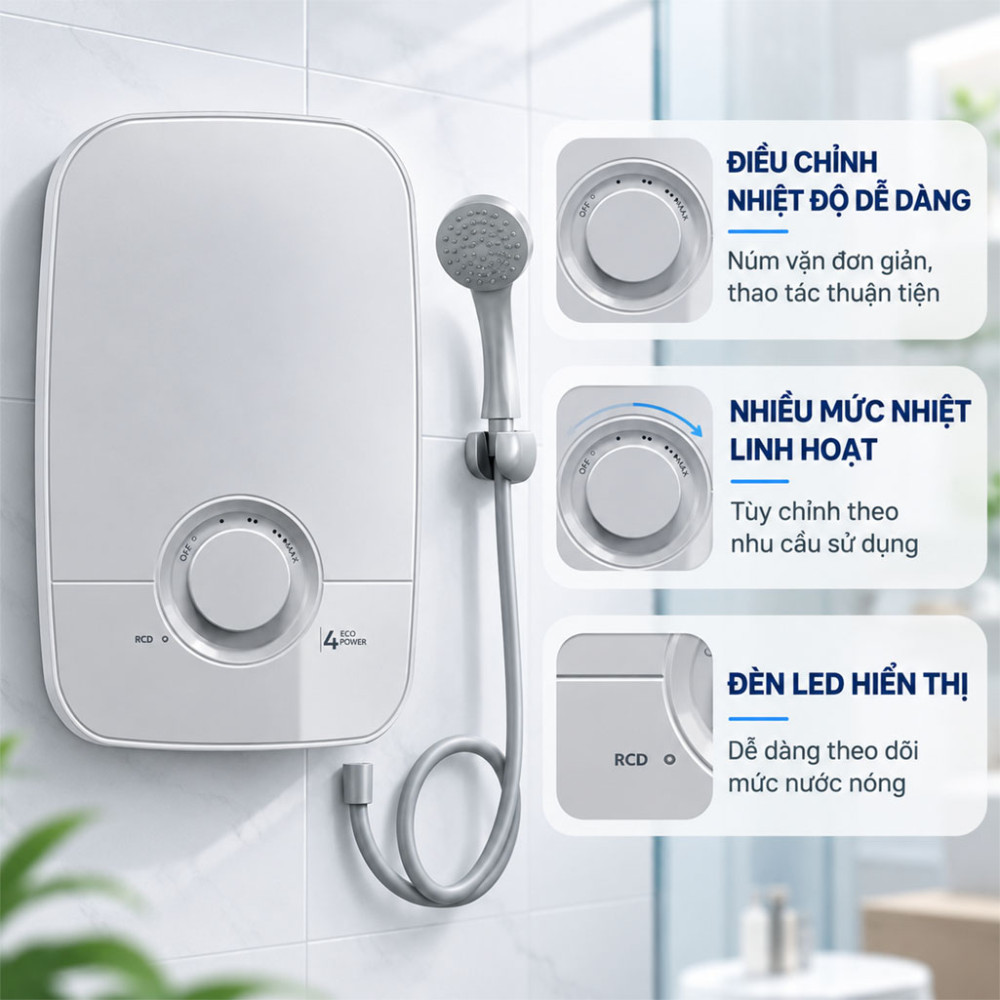 Máy nước nóng trực tiếp Atlantic LONA LITE 4000 - Hàng chính hãng
