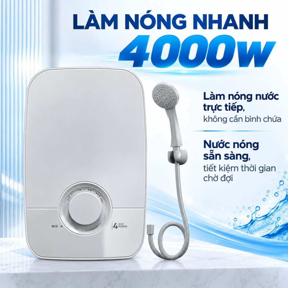 Máy nước nóng trực tiếp Atlantic LONA LITE 4000 - Hàng chính hãng