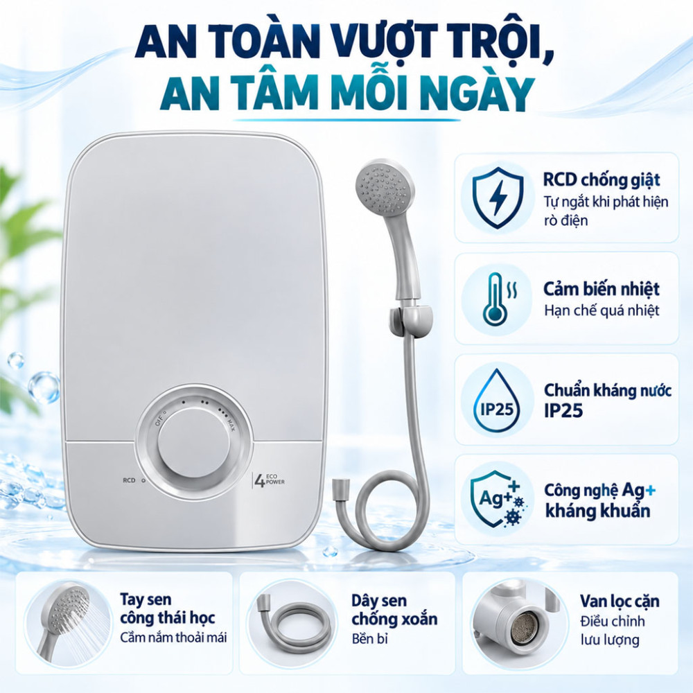 Máy nước nóng trực tiếp Atlantic LONA LITE 4000 - Hàng chính hãng