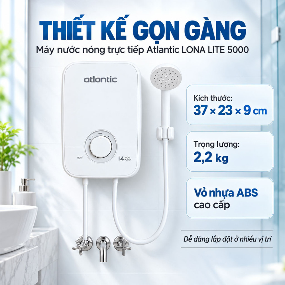 Máy nước nóng trực tiếp Atlantic LONA LITE 5000 - Hàng chính hãng