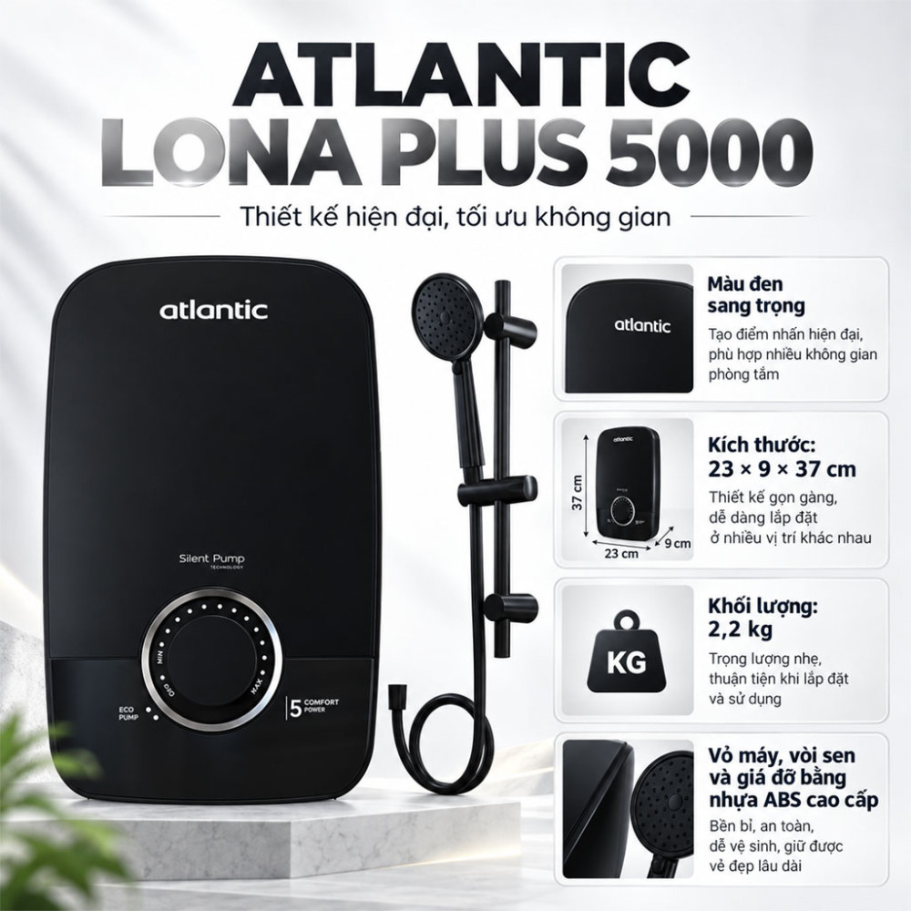 Máy nước nóng trực tiếp Atlantic LONA PLUS 5000 - Hàng chính hãng