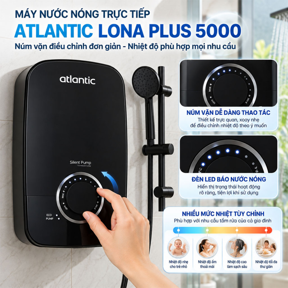 Máy nước nóng trực tiếp Atlantic LONA PLUS 5000 - Hàng chính hãng