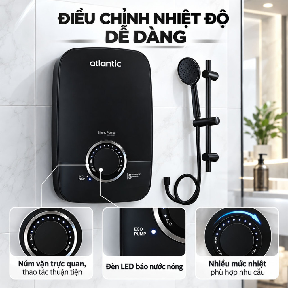 Máy nước nóng trực tiếp Atlantic LONA PLUS 5000 PU - Hàng chính hãng
