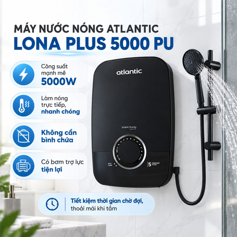 Máy nước nóng trực tiếp Atlantic LONA PLUS 5000 PU - Hàng chính hãng