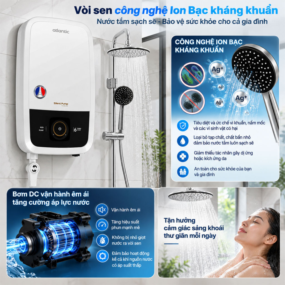 Máy nước nóng trực tiếp Atlantic TEMPO TURBO 6000 PU RS - Hàng chính hãng