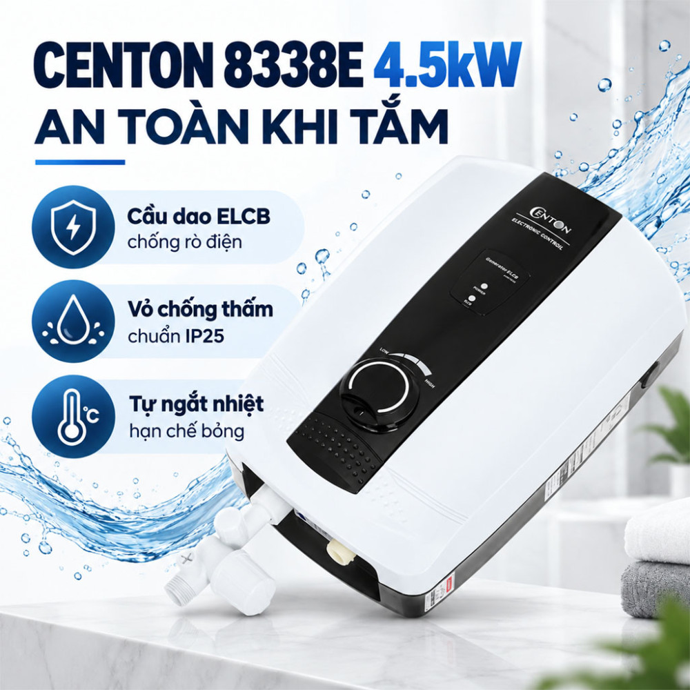 Máy nước nóng trực tiếp Centon 8338E 4.5kW - Hàng chính hãng