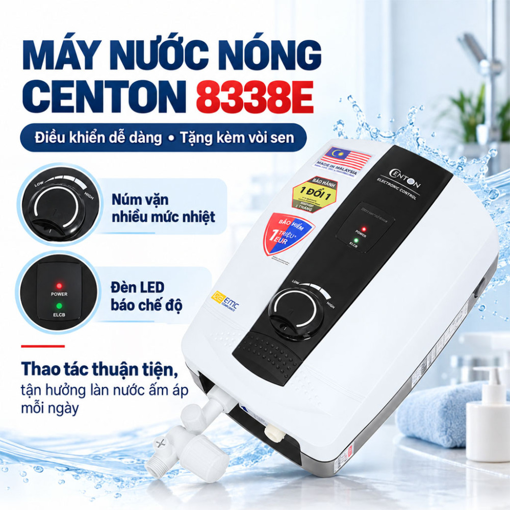 Máy nước nóng trực tiếp Centon 8338E 4.5kW - Hàng chính hãng