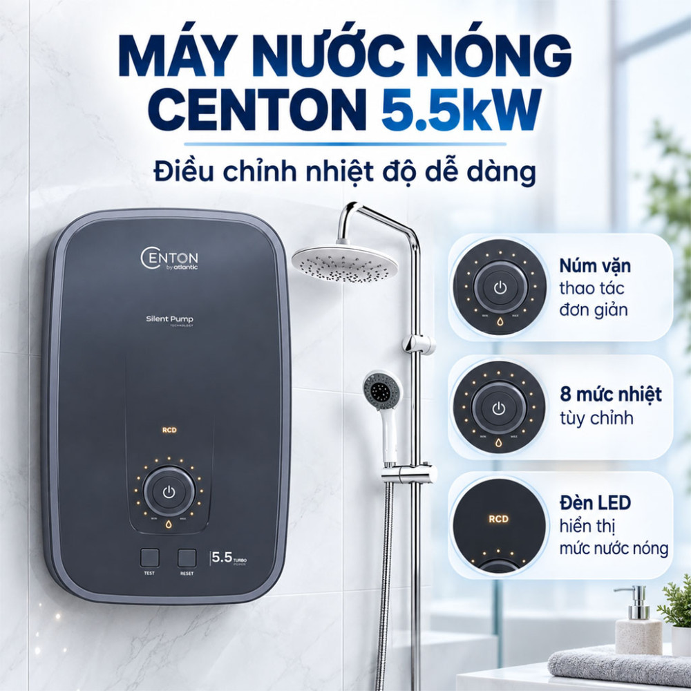 Máy nước nóng trực tiếp Centon Presto Turbo EIWH P RS M-N3 5.5kW - Hàng chính hãng