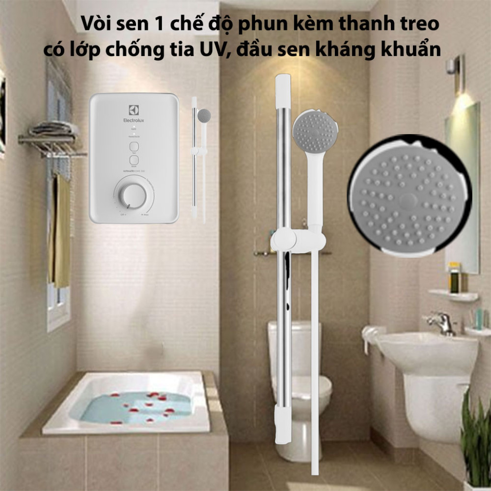 Máy nước nóng trực tiếp UltimateHome 300 4.5kW Electrolux EWE451PX-DWX6 trang bị bộ vòi sen 1 chế độ tiện lợi