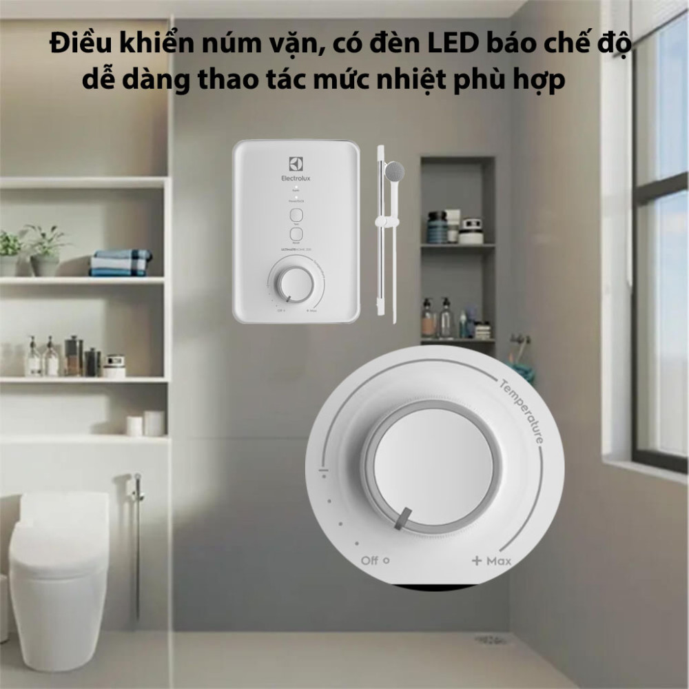Máy nước nóng trực tiếp UltimateHome 300 4.5kW Electrolux EWE451PX-DWX6 bảng điều khiển hiện đại, dễ sử dụng