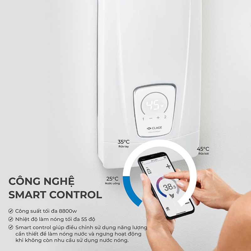 Tự động điều chỉnh công suất và nhiệt độ theo nhu cầu với công nghệ Smart Control