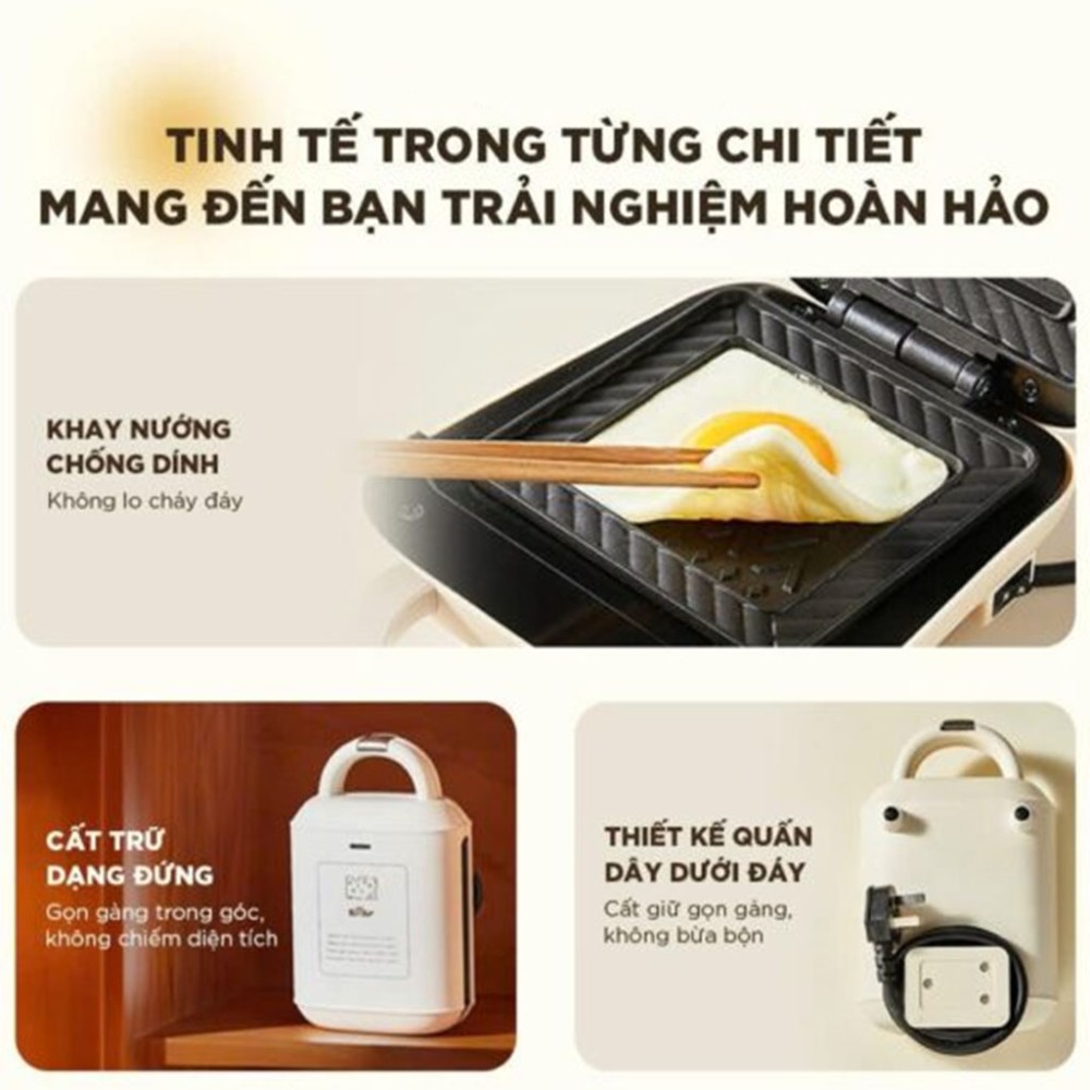 Máy nướng bánh 2 khay Bear SMA-5H07F55 - Hàng chính hãng
