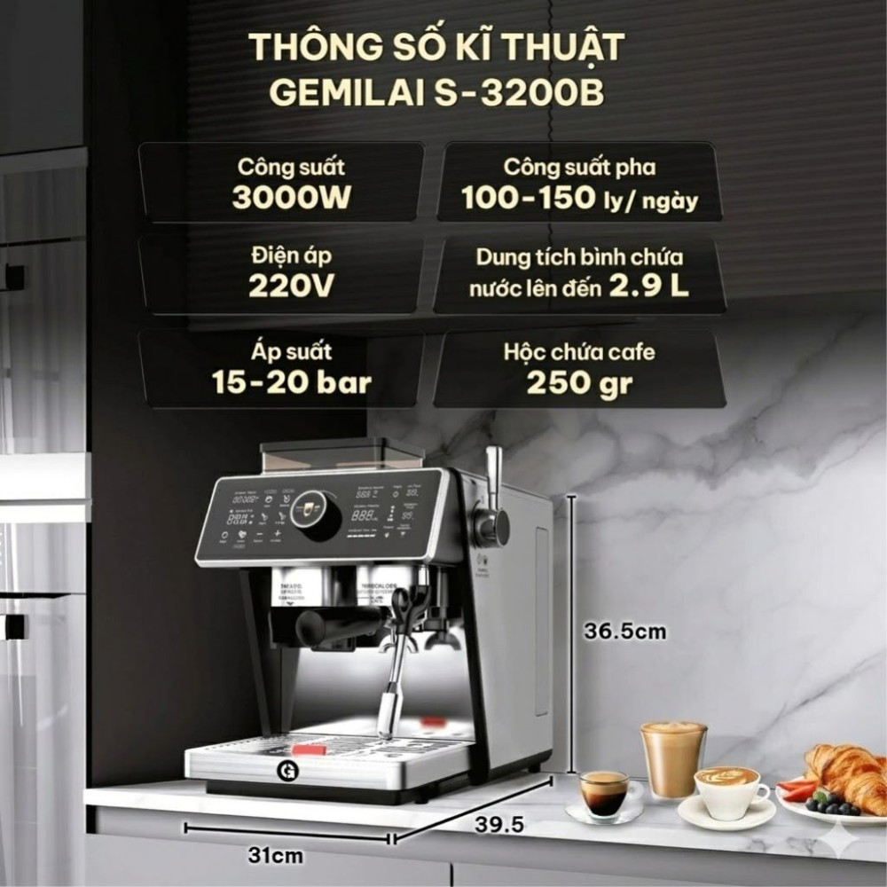 Máy pha cà phê Gemilai S-3200B - Hàng chính hãng