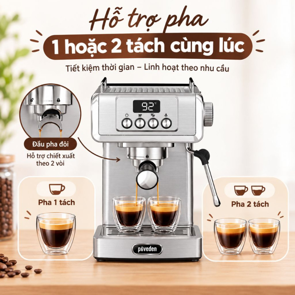 Máy pha cà phê Paveden Signature PEM-1319S - Hàng chính hãng