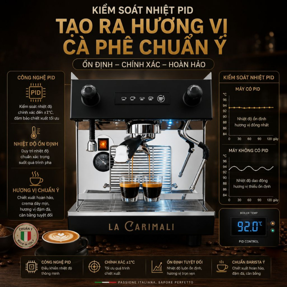 Máy pha cà phê espresso Carimali Nimble E1 Black - 1 group - Hàng chính hãng