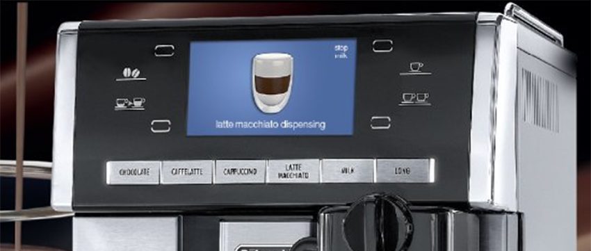 Bảng điều khiển của máy pha cà phê tự động Capucino Delonghi Esam 6900