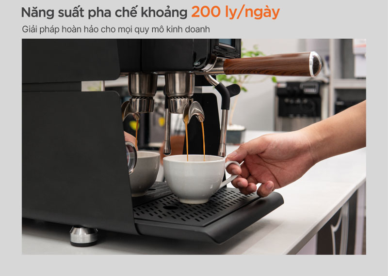 Máy có năng suất pha cà phê 200 ly/ngày