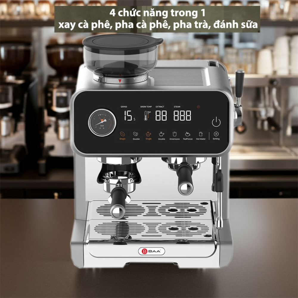 Máy pha cà phê và trà BAA 989 3100W hoạt động với 4 chức năng tiện dụng