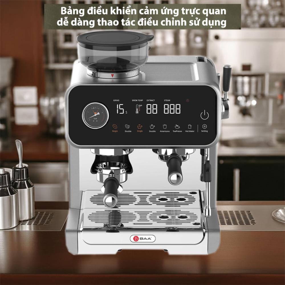 Máy pha cà phê và trà BAA 989 3100W thiết kế bảng điều khiển hiện đại