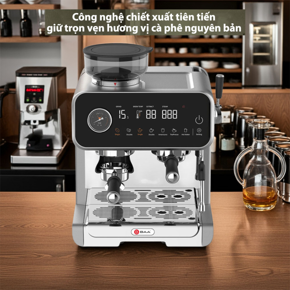 Máy pha cà phê và trà BAA 989 3100W hoạt động với công nghệ chiết xuất tiên tiến