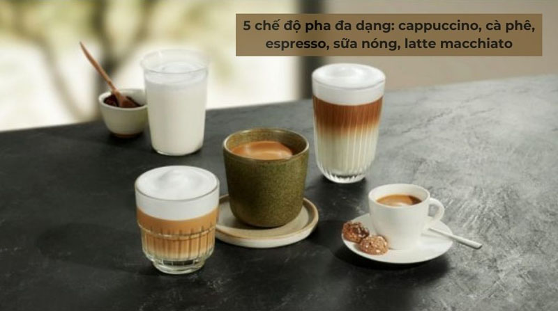 Có thể pha chế được 5 loại đồ uống khác nhau cho các thành viên trong gia đình