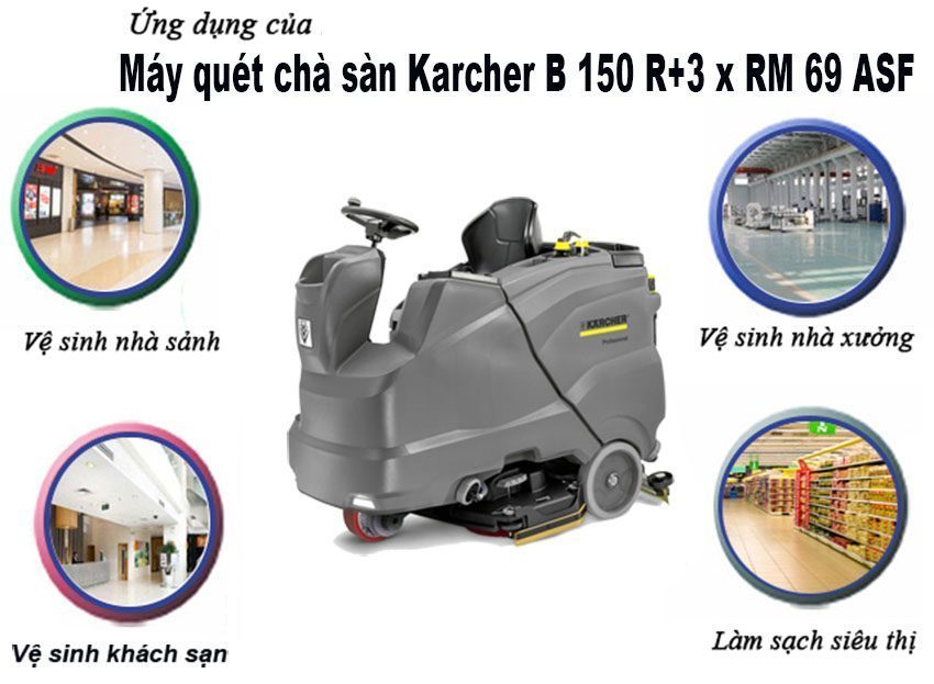 Ứng dụng của máy quét chà sàn Karcher B 150 R+3 x RM 69 ASF