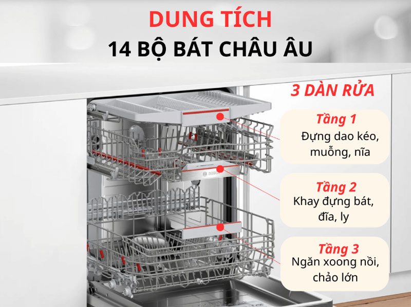 Dung tích chứa lên tới 14 bộ bát đĩa châu Âu